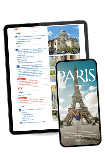 E-book Paris: o guia da viagem perfeita aberto num tablet e num celular